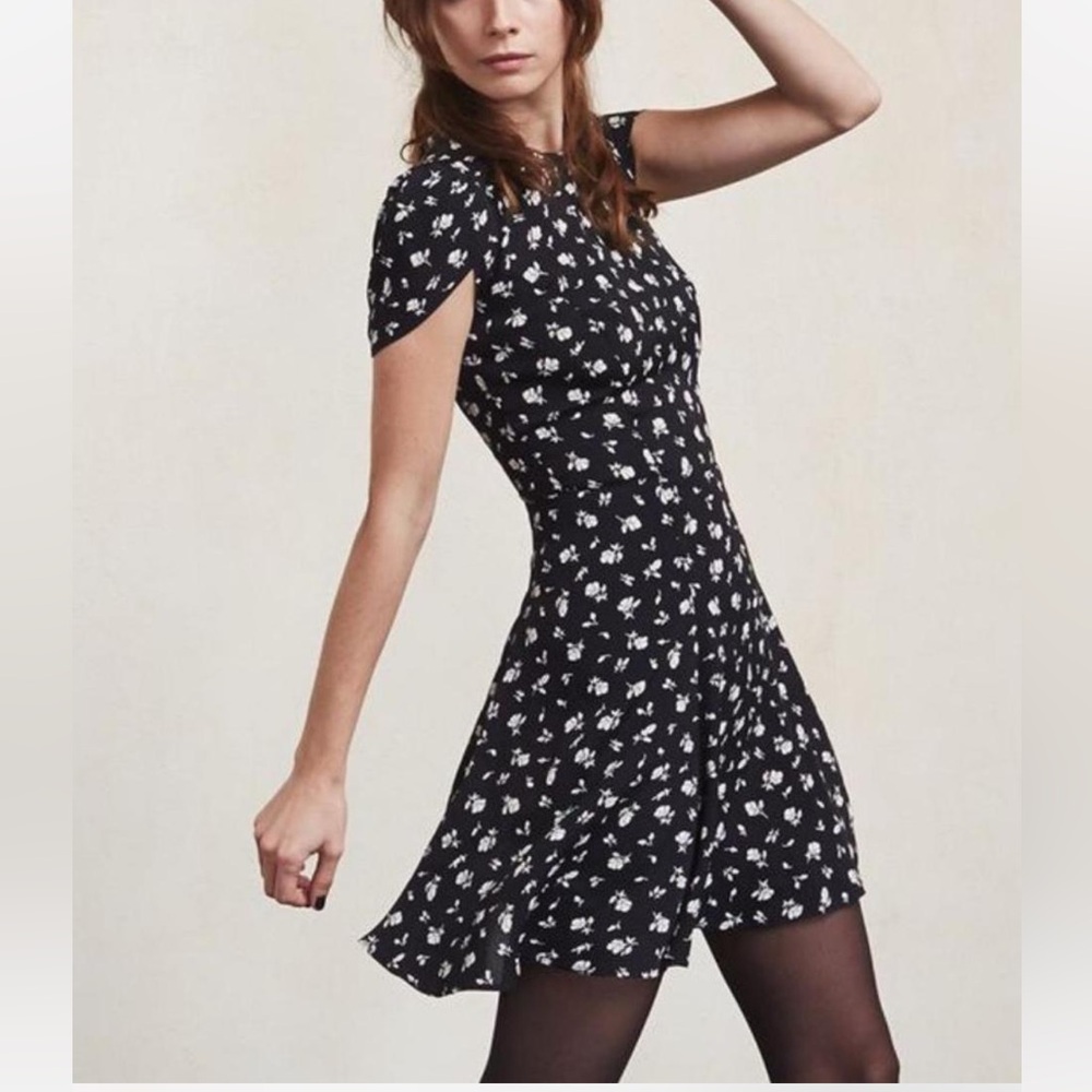 Reformation Black and White Floral Mini Dress
